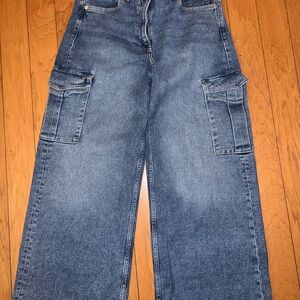 GAP Women's Blue Flare Cargo Jeans